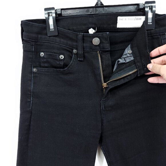 Rag & Bone Jeans Size 25 Flare Leg Frayed Hem10 inch Crop Black - Picture 10 of 16